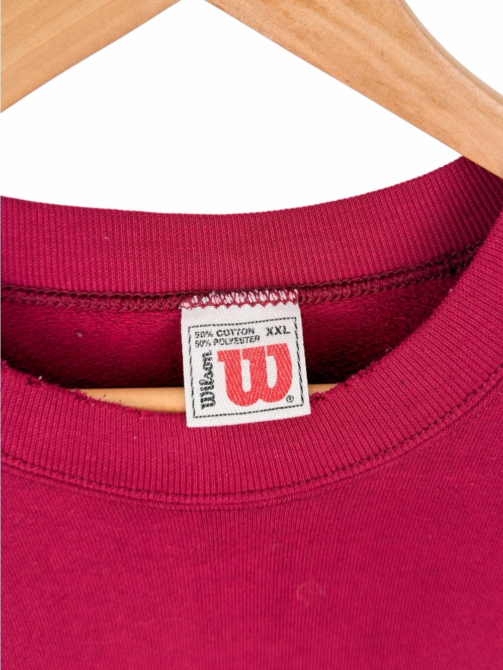 Vintage Wilson Men’s XXL Crewneck Sweatshirt Maroon Embroidered Logo USA Made - Picture 6 of 8